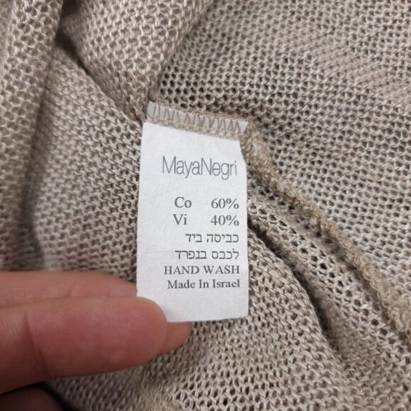 MAYA NEGRI Lagenlook Shapeless Sheer Knit Midi Dress Beachy Boho Taupe Large - Picture 7 of 7